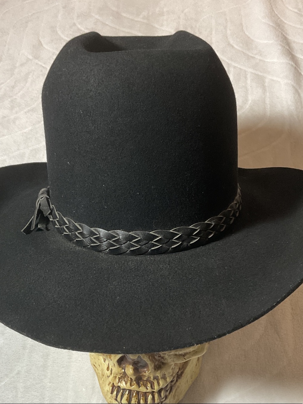 Black Felt Western Cowboy Hat with Braided Band